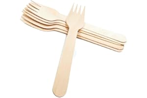 EnvoWise | Disposable Wooden Forks, 6.3” Length, 100 Count | All Natural Disposable Forks, Eco-Friendly Wood Cutlery, Biodegr