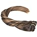 Sunny Hair Clip in Hair Extensions Straight Human Hair Clip in Extensions Remy Clip in Hair Extensions Real Human Hair Extensions Clip ins Dark Brown Ombre Medium Brown Balayage 14inch