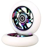 Kutrick Complete 2pcs 100mm Pro Stunt Scooter Replacement Wheels with ABEC-9 Bearing -Neo Chrome