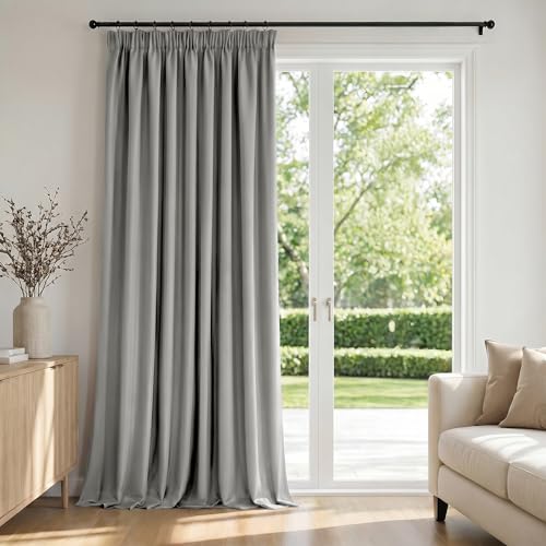 Deconovo Living Room and Bedroom Curtain Opaque 140 x 160 cm, 1 Panel, Thermal Insulating Curtain Cold and Heat with Ruffle Tape, Oeko-Tex, Light Taupe