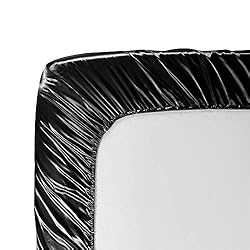AiMay 6 Piece Satin Bedding Sheet Set King Black