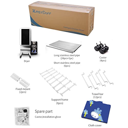 KASYDoFF Portable Dryer, 1600W67 Inch Clothes Dryer, 35LB Capacity