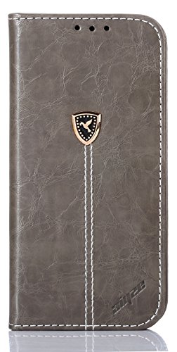 Fit Samsung Galaxy J7 2017 Case J720 Galaxy J7V / Galaxy Halo / J7 Prime / J7 Perx / J7 Sky Pro Magnetic Leather Mobile Phone Wallet Cover Credit Card Holder Stand Full Body Protector Accessories Grey