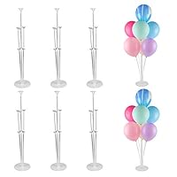 6 Sets 30" Height Table Balloon Stand Kit for Birthday Decorations, Wedding Decorations, party Decorations,Clear Table Desktop Balloon Holder with 11 Balloon Sticks, 7 Balloon Cups and 1 Balloon Base