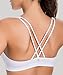 CRZ YOGA Women's Low Impact Strappy Sports Bra - Low Cut Wirefree Padded Yoga Bra Criss Cross Back White X-Large