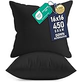 Utopia Bedding 16x16 Pillow Inserts, Set of 2, Black – Indoor Decorative Throw Pillows for Bed, Sofa & Couch – Soft, Supportive & Fluffy Cushion Inserts