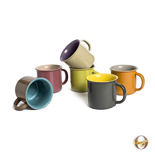 Yedi Houseware Set of 6 Jumbo 20 oz Porcelain Mugs, Coffee, Tea, Cocoa, Set of 6, Hot Assorted Colors - Thumbnail 4
