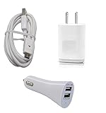 ORIGINAL OEM LG WALL HOME CHARGER WITH LG MICRO USB DATA CABLE+DUAL USB CAR CHARGER ADAPTER FOR VERIZON LG STYLO 2 V (Hibatul Inc Brand)