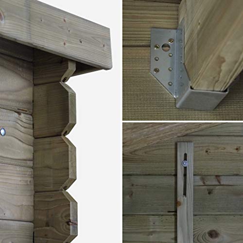 Alice's Garden Abri de Jardin Contemporain traité Autoclave Classe 3, MEGEVE en Bois FSC de 12,8 m², Structure en madriers 28 mm, Sapin du Nord