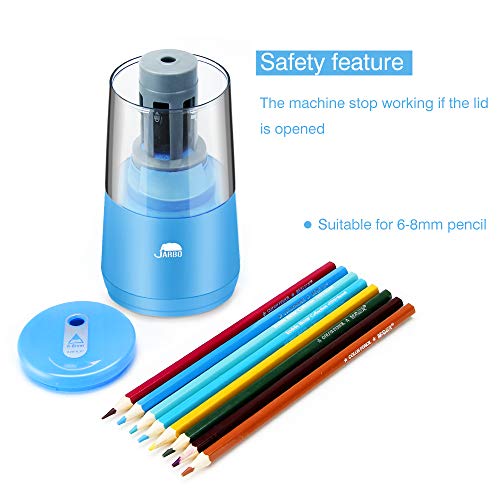 JARBO Electric Pencil Sharpener, Heavy-duty Blade Helical to Fast Sharpen and Auto Stop for No.2 pencil and colored pencil, Operated with USB or AA Battery in classroom, office, home and studio - Thumbnail 3