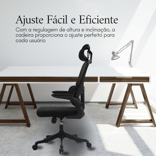 Cadeira de Escritório Ergonomica Vmstark Cadeira Presidente Confortável Home Office Preta (Preto Fosco)
