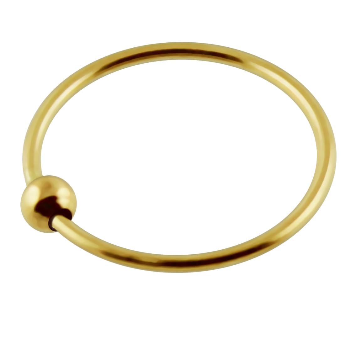 AZARIO LONDON 9K Yellow Gold 22 Gauge - 10MM Length Captive Bead Nose Ring Nose Piercing