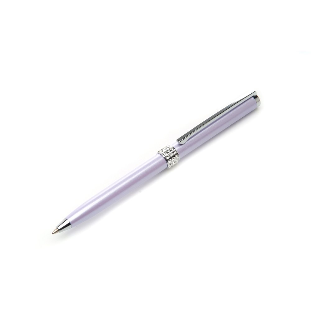 Lilac Three Row Crystal Ballpoint Pen SG48