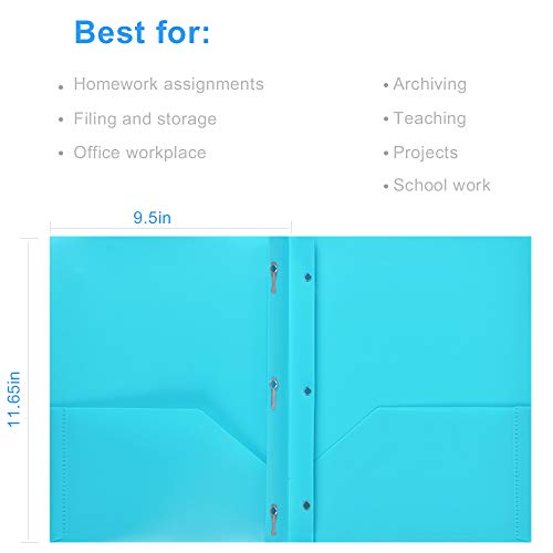 Plastic Folders 12 Pack Multicolor 2 Pocket Folders with 3 prongs and