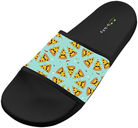Kifoot Pizza Fashion Non Slip Indoor &amp; Outdoor Slippers Black 13 D(M) US