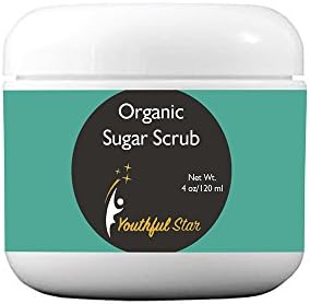 Organic Sugar Scrub Made with 100% Organic Ingredients - Raw Cane Sugar, Shea Butter, Oils - Coconut, Sunflower, Olive and Jojoba – Cleanses, Exfoliates, Moisturizes, Smoothens and Softens Skin