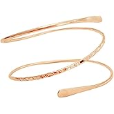 RTY Minimalist Metal Coil Upper Arm Cuff Layered Open Arm Bracelet Armlet Armband Bangle for Women Men