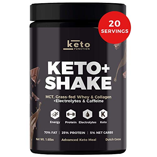 Dutch Chocolate Keto Shake - Low Carb High Fat Keto Meal Replacement Shake - MCT Oil Powder - Grass-Fed Whey - Collagen Protein - Tastes Great Mixes Easily - Keto Diet Approved… (Bottle)