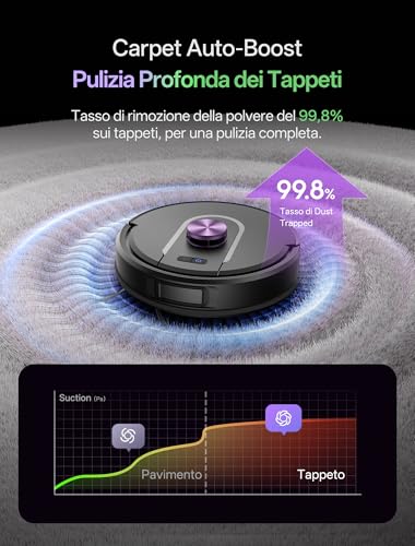 Vexilar W15 Robot Vacuum Cleaner with Mapping 15000PA, 3 Hours Autonomy, Automatic Emptying, Bagless, Robot Vacuum Cleaner Mapping with Station for Carpets/Floors