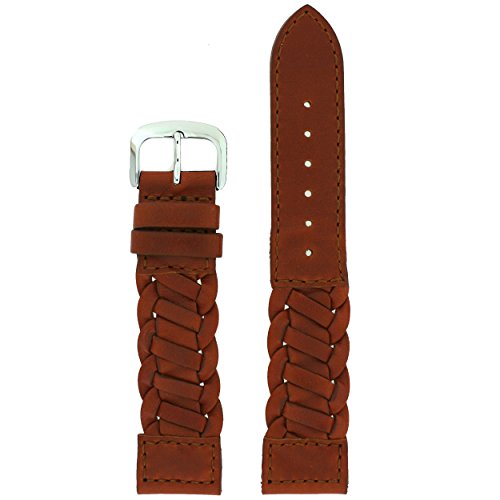 Genuine Leather Braided Honey Brown Watch Band 16mm