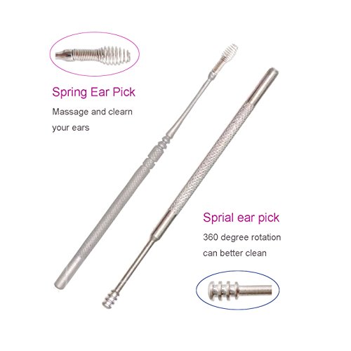 SunMine 6pcs Ear Pick with Light LED Ear Curette Earwax Removal Ear Cleaning Set with Storage Box