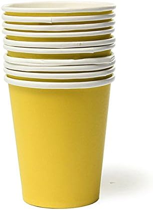 sudarathkshop 10 Pcs (Yellow) Colourful Paper Cups Party Home Disposable Drinking Cup