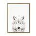 Kate and Laurel Sylvie Wolf Black and White Portrait Framed Canvas Wall Art by Simon Te Tai, 18x24 Natural