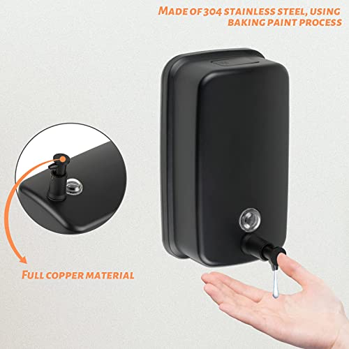 TERRIFI Soap Dispenser Wall Mount, 800ml/27 Fl.oz Commercial Wall Mounted Black Metal Wall Soap Dispenser, Strong Anti-rust and Waterproof for Bathrooms, Hotels, Restaurants