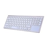 LESHP Bluetooth Wireless Keyboard with Touch Pad,Universal Portable Ultra-Slim PC Keyboards for iOS iPad iPhone, Android MacOS, Windows Tablet PC Smartphone Built in Replaceable Battery (Silver&Gold)