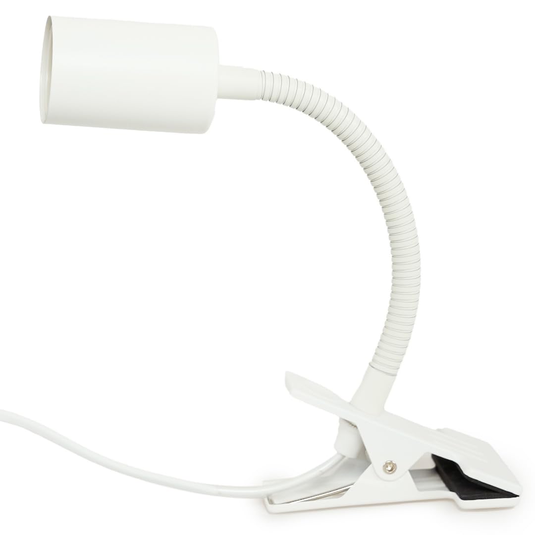 Pianta Grow Light Clip On Bulb Holder – Mains Powered Heavy Lamp Flexible Gooseneck Holders, Bendy Clips, Shelf Clamp, Table Cable Plug Socket, Spotlight Clip-On Desk, Clamp-On, LED.