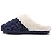 ULTRAIDEAS Women's Lamb-hug Comfy Fleece House Slippers Memory Foam, Slip-on House Shoes Indoor Outdoor (Blue, Size 9-10)
