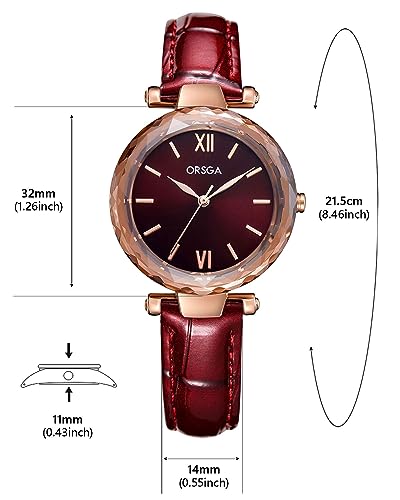 CIVO Damenuhr Elegant Lederarmband Analog Uhr Damen Minimalistische Quarz Armbanduhr Damen Klassische Rot wasserdichte Uhr Geschenke für Frauen