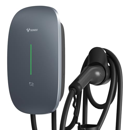 GONEO Electric Vehicle Charging Station 11kW with APP, 7M Cable Type 2 (16A, 400V,) RFID, IK10, IP65, EV Wallbox 11kW with RCD Type A 30mA AC + 6mA DC, for BEV/PHEV