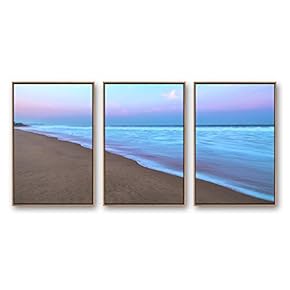 Framed Canvas Wall Art for Living Room, Bedroom Ocean Sea Beach Canvas Prints for Modern Home Decoration Ready to Hang - 16"x24"x3 Panels