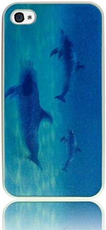 Iphone 4/4S premium 3D cover, case, moving picture, graphic, plastic, elegant (Dolphins (white))