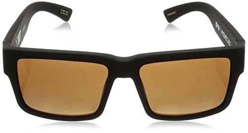 Spy Optics Montana Square Sunglasses, Soft Matte Black/Happy Bronze/Gold Mirror, 1.5 mm