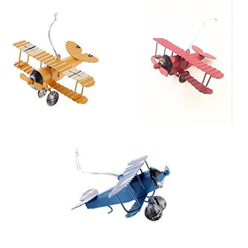 SunniMix 3Pcs Mini Metal Airplane Plane Model Biplane Craft for Kids Party Play Toys