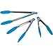Light Blue Silicone Cooking Tongs - Set Of 3 Kitchen Locking Tongs - 7,9,12