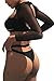 KAKALOT Women's Sexy Mesh Splice Long Sleeve High Neck Bikini Swimsuit