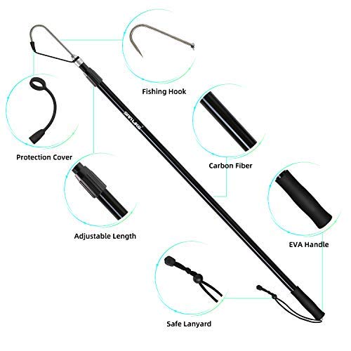 SAN LIKE Telescopic Fishing Gaff,Aluminum/Fiberglass Pole with Nonslip