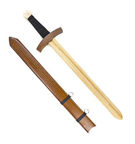 Warm Hearth Gifts Children's Wooden Toy Medieval Knight Sword for Costume and Play - with Real Wooden Sheath.