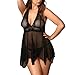 FeelinGirl Women Lace Nightgown Sleepwear Black 3XL