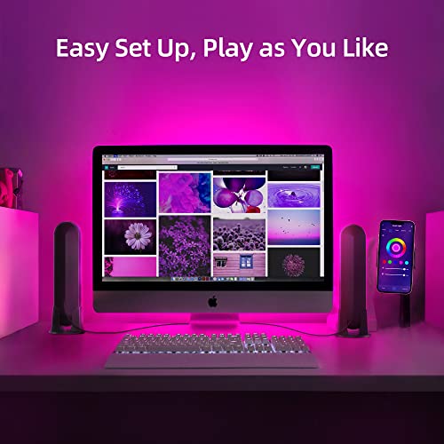 Smart LED Light Bars Gaming Decor: Smart WiFi RGB Lighting - 32 Colors 12 Scenes Ambient Lights - Sync with Music/Video/Game - APP Remote Voice Control - Easy Setup for Room Decorations