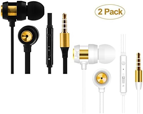 Earbuds with Microphone, Stereo Sound Strong Bass in Line Remote Control Noise Cancelling Earphones (Blackwhite)