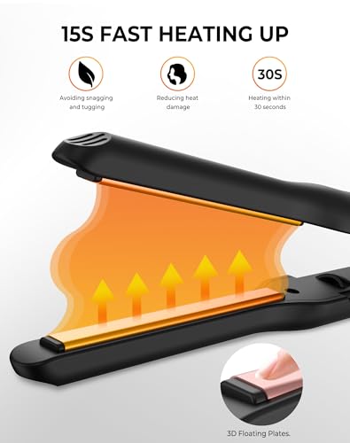 UMIGA Mini Pencil Hair Straightener, Travel Straighteners, 2-in-1 Straightener & Curler, Travel-Size with 4 Adjustable Temperatures,Portable Lightweight Design for Short Hair & Beards