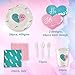 Gender Reveal Party Supplies Kit 228 Pieces Serves 24 Guests, Baby Gender Reveal Decorations, Baby Boy Or Girl Gender Reveal Banner, Plates and napkins, gender reveal cups