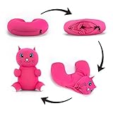 Kitten Neck Pillow/Stuffed Animal Travel Pal by Satellas Perfect Travel Pillow for Any Age - Converts from Neck Pillow to Stuffed Animal