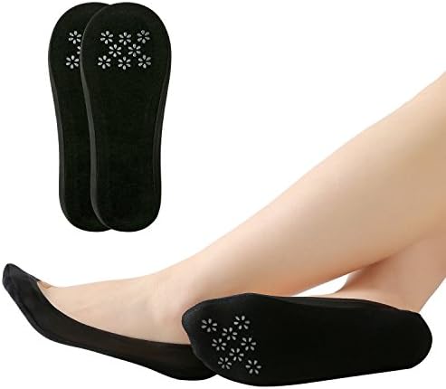 Women’s Fashion Casual No Show Liner 2 Pairs Thin Low Cut Socks Non Slip Flat Boat Line(2/4 pairs)(Shoe size 5-8, Black-2 Pairs)