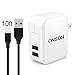 ONSON iPhone Charger,4.8A 24W Dual USB Portable Travel Wall Charger Adapter with Foldable Plug+10FT Extra Long Apple Lightning Cable Charging Cord for iPhone 7/7Plus/6S/6S Plus/6/5S/SE/5C,iPad Air
