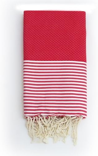 Luxurious Fouta towel red striped honeycomb bath towel sarong kikoy hammam towel french linen